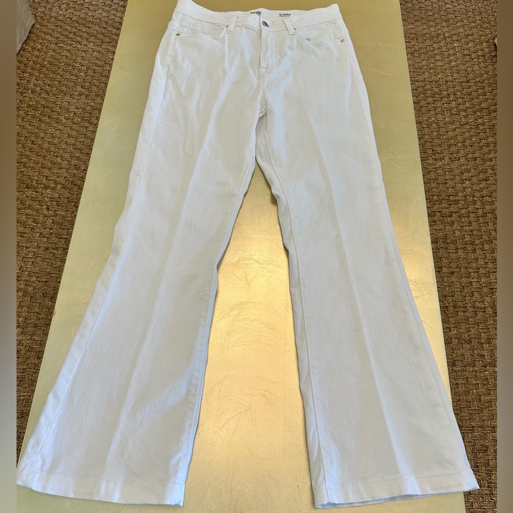 Kensie The Savannah High-Rise Flare White Denim Jeans